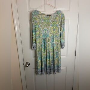 Aqua Long Sleeve Mini Dress